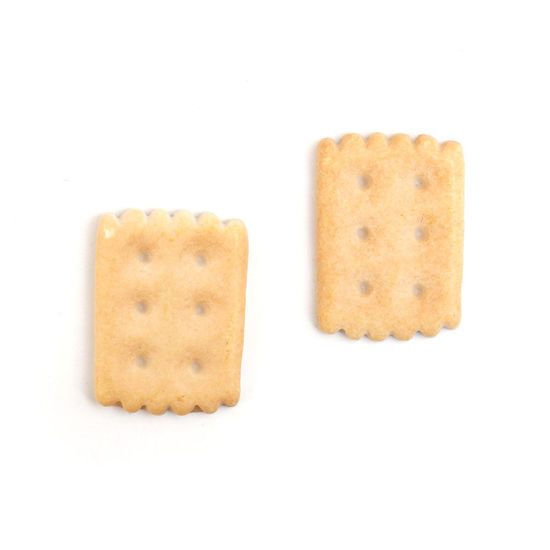 Brown rectangle biscuit clip-on earrings