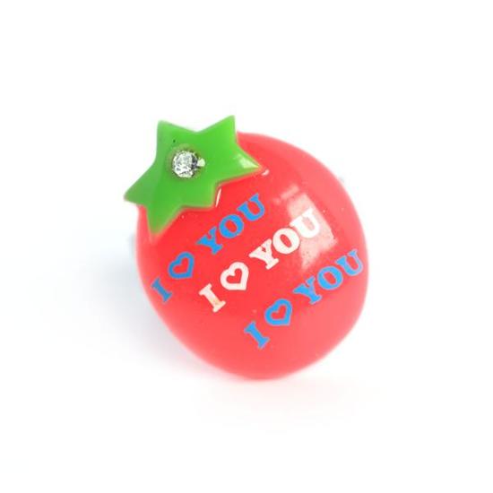 Pink I Love You fruit adjustable ring