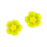 Green plum blossom flower clip on earrings