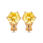 AAA quality chartreuse yellow CZ 18ct gold plated clip on earrings