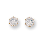9ct Yellow Gold 6mm Claw Set CZ Stud Earrings