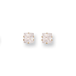 9ct Yellow Gold 6mm Claw Set Princess Cut CZ Stud Earrings