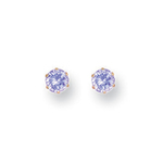 9ct Yellow Gold 4mm Claw Set Lavander CZ Stud Earrings