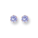 9ct Yellow Gold 5mm Claw Set Lavander CZ Stud Earrings