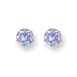 9ct Yellow Gold 6mm Claw Set Lavander CZ Stud Earrings