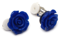 Gepolsterte Ohrclips mit blauen Blumen