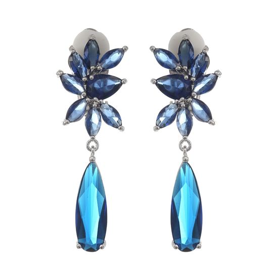 Weissvergoldetes Blumenmotiv mit blauen Zirkoniakristallen