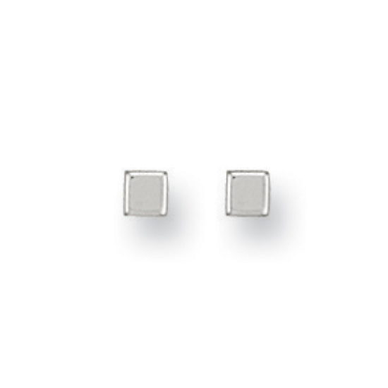 4mm Quadrate 9kt Weissgold Ohrstecker