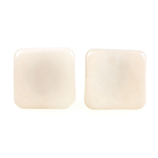 Weisse Tagua Quadrate Ohrclips, 20mm