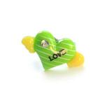 Grünes "LOVE" Herz mit Flügeln verstellbarer Ring